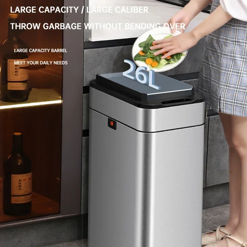 Home Bathroom Trash Can - （한국 배송 불가）9/15/20/30/40/50/60L Large-capacity Stainless Steel