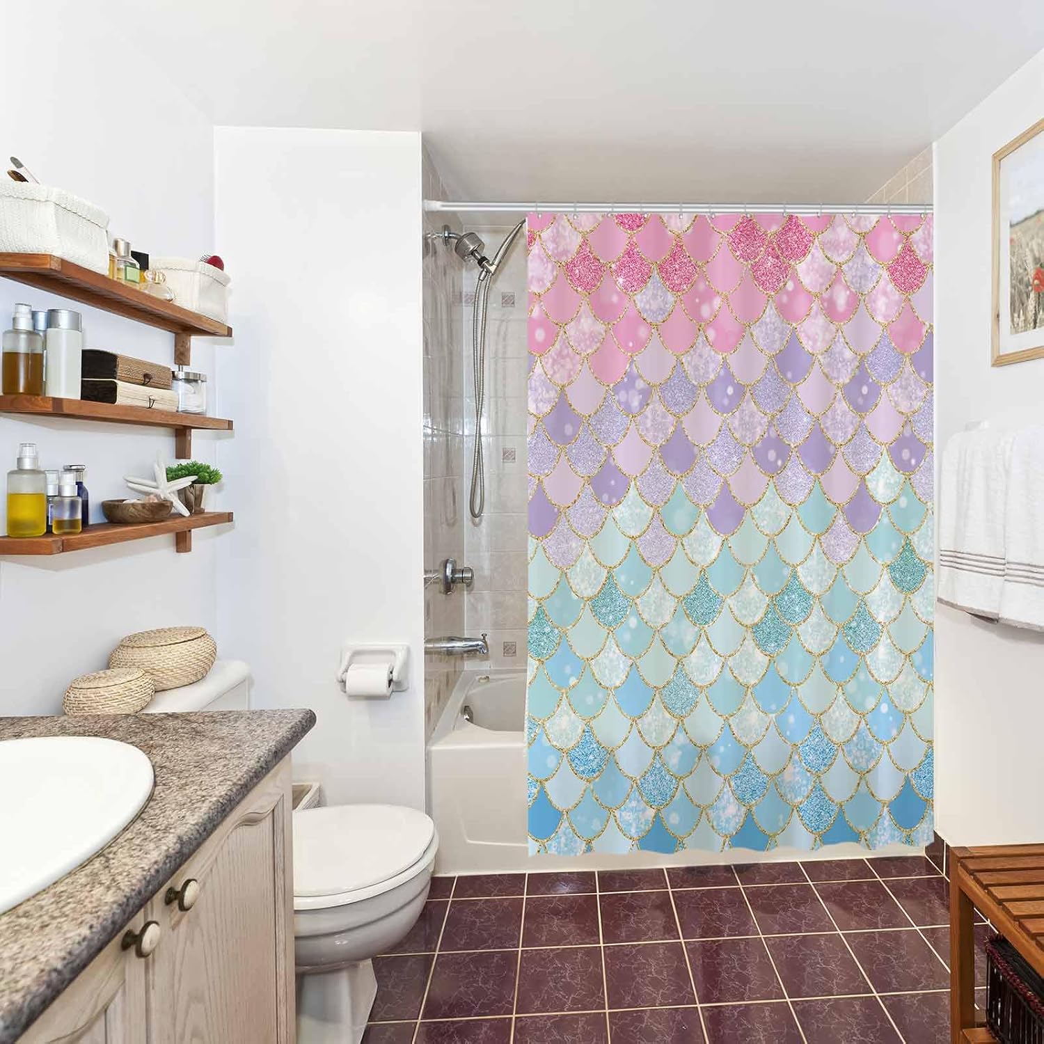 Mermaid Scales Shower Curtain  - đánh giá và giá Home Bathroom Scales