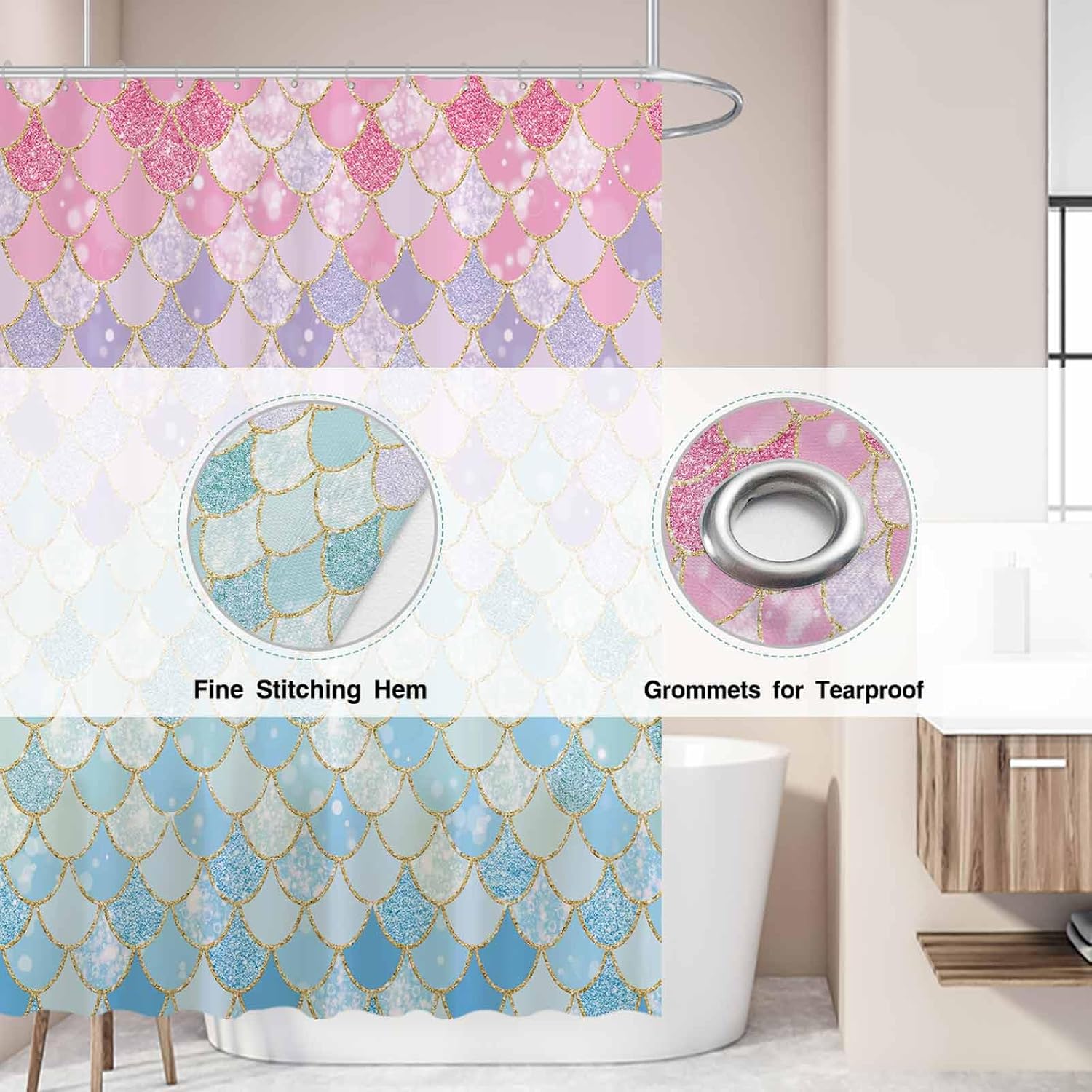 Mermaid Scales Shower Curtain  - đánh giá và giá Home Bathroom Scales