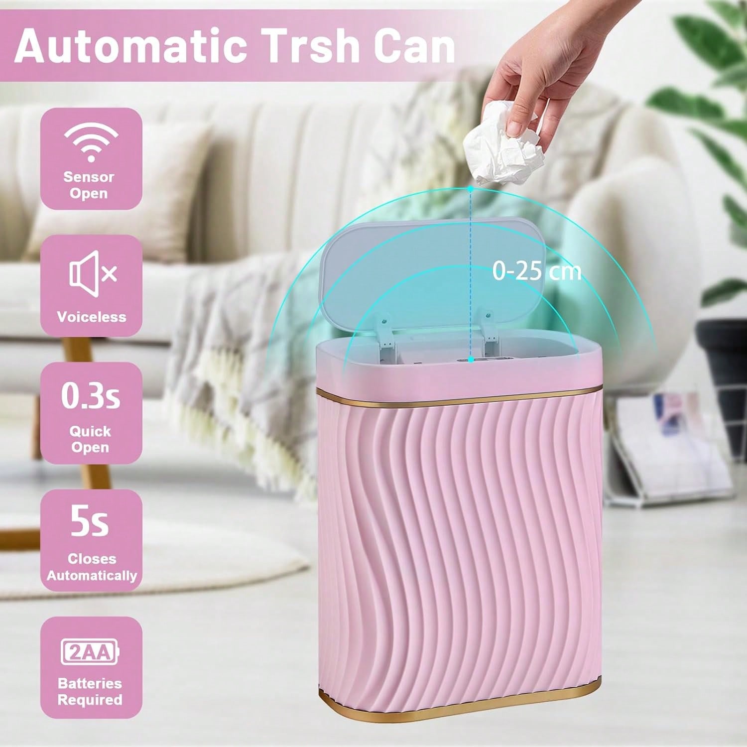 Smart Motion Sensor Trash Can, - đánh giá và giá Home Bathroom Trash Can