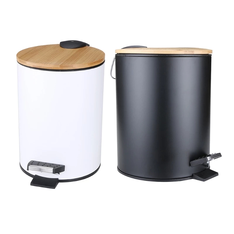 3/5L Gỗ Lật Bước Thùng Rác Có  - đánh giá và giá Home Bathroom Trash Can