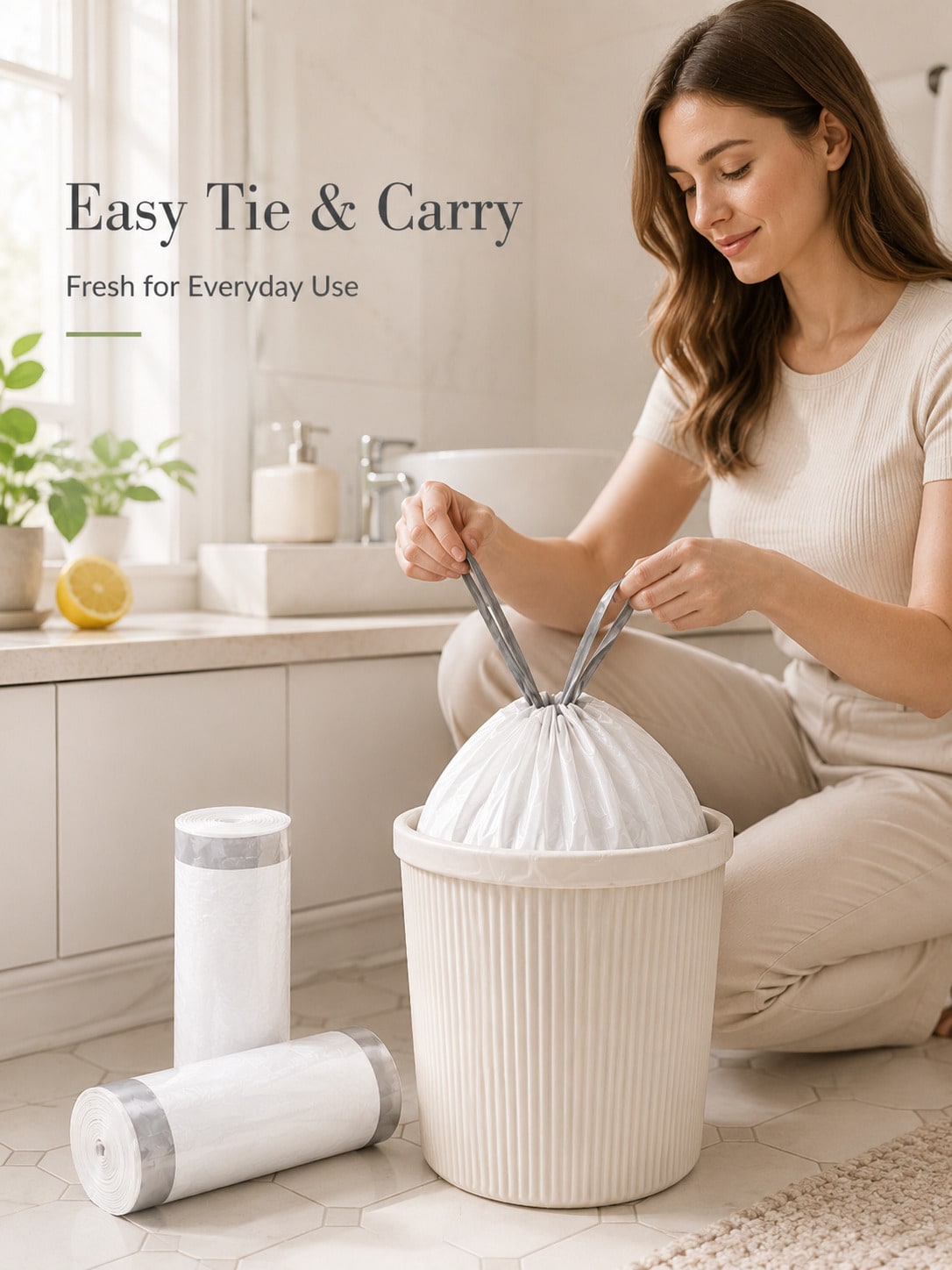 400 Count 4 Gallon Drawstring  - đánh giá và giá Home Bathroom Trash Can